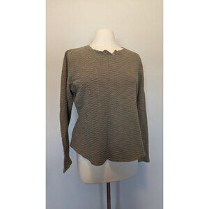 Woolrich Textured Long Sleeve Top Green/Red Stripes Large Outdoor